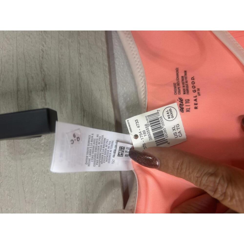 Aerie Pleated Bikini Bottom - Stylish Coral Swimwear XL - Picture 4 of 5